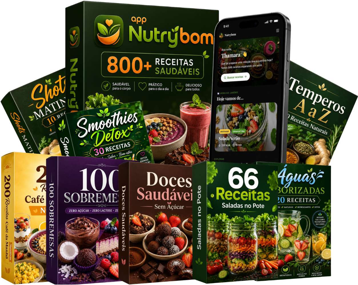 App Nutrybom — acesso completo com todas as categorias de receitas